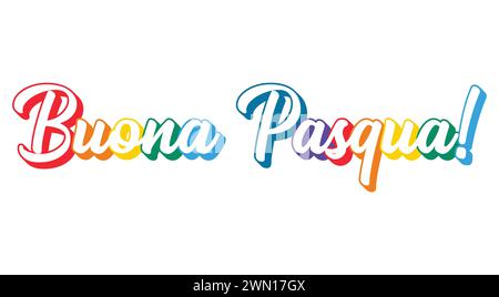 Lettrage dessiné à la main citation Buona Pasqua, joyeuses Pâques en italien. Illustration de Vecteur