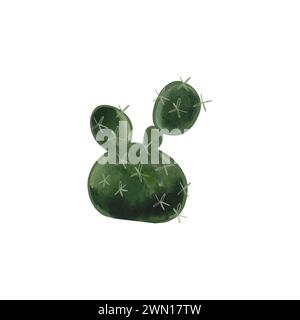 Poire à barbotine. Cactus. Plantes pour la maison. Floriculture. Flore du désert. Illustration d'aquarelle isolée sur fond blanc. Clipart Banque D'Images