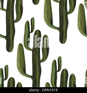 Cactus. Motif aquarelle sans couture pour papier d'emballage, papier peint et textiles Banque D'Images