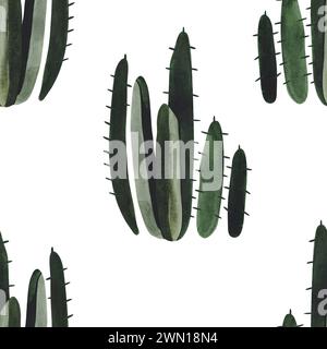 Cactus. Motif aquarelle sans couture pour papier d'emballage, papier peint et textiles Banque D'Images