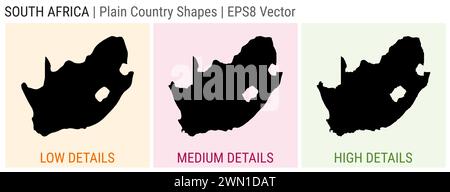 Afrique du Sud - forme de pays simple. Cartes détaillées basses, moyennes et hautes de l'Afrique du Sud. Illustration vectorielle EPS8. Illustration de Vecteur