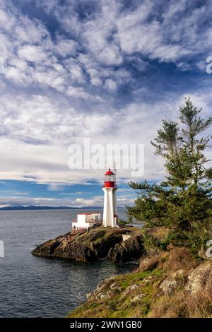 Phare de Sheringham point - Shirley, Île de Vancouver, Colombie-Britannique, Canada Banque D'Images