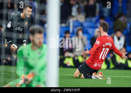 Dominik Greif et Sergi Darder du RCD Mallorca célèbrent la victoire de l'équipe au tir de pénalité dans la demi-finale de la Copa del Rey Banque D'Images