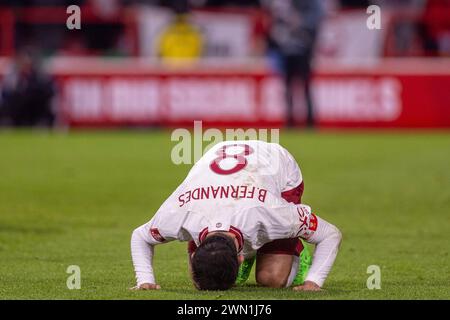 Nottingham, Royaume-Uni. 29 février 2024. Nottingham, Angleterre, 28 février 2024 : Bruno Fernandes de Man Utd lors du match de football de 5e tour de FA Cup entre Nottingham Forest et Manchester United au City Ground de Nottingham, Angleterre. United a gagné 1-0 avec un but de Casemiro (Richard Callis/SPP) crédit : SPP Sport Press photo. /Alamy Live News Banque D'Images