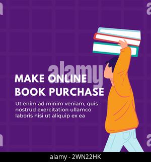 Faire l'achat de livre en ligne, vecteur de bannière promo Illustration de Vecteur