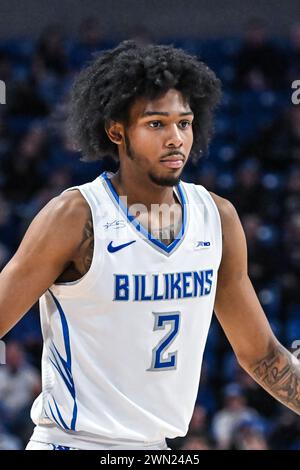 28 FÉVRIER 2024 : le garde de Saint Louis Billikens Larry Hughes II (2) dans un match de conférence A10 où les araignées de Richmond visitent les Billikens de Saint Louis. Tenue à Chaifetz Arena en parfait Louis, MO le mercredi 28 février 2024 Richard Ulreich/CSM Banque D'Images