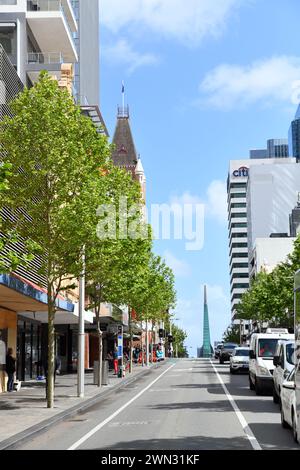 Barrack Street dans le centre-ville de Perth, WA Banque D'Images