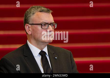 Ministre Dr.Florian Herrmann, CSU. Staatsminister Dr Florian Herrmann, Leiter der Bayerischen Staatskanzlei und Staatsminister für Bundesangelegenheiten und Medien, im Bayerischen Landtag. München Bayern Deutschland *** Ministre Dr Florian Herrmann, CSU Ministre d'Etat Dr Florian Herrmann, Chef de la Chancellerie d'Etat de Bavière et Ministre d'Etat aux Affaires fédérales et aux médias, au Parlement d'Etat de Bavière Munich Bavière Allemagne Copyright : xRolfxPossx Banque D'Images