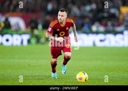 Rome, Italie. 26 février 2024. Angelino de L'AS Roma lors du match de Serie A TIM entre L'AS Roma et le Torino FC au Stadio Olimpico le 26 février 2024 à Rome, Italie. Crédit : Giuseppe Maffia/Alamy Live News Banque D'Images