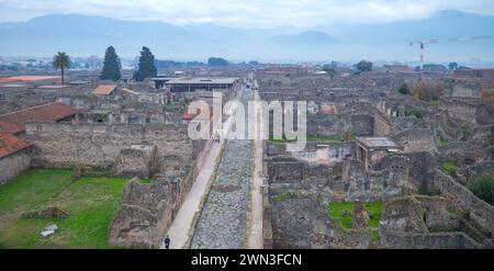 Vue sur les ruines antiques de Pompéi, Italie Banque D'Images