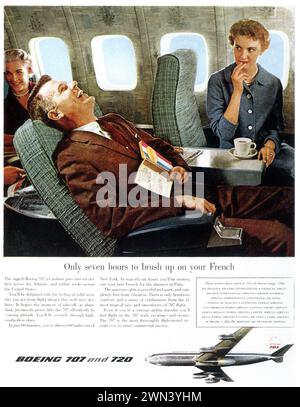 1958 publicité imprimée Boeing 707 et 720 Jetliner Banque D'Images