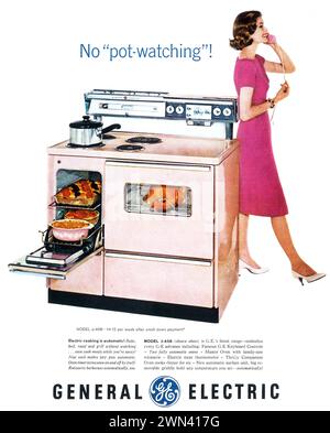 1959 General Electric J-408 Kitchen Range ad. Appareils de cuisine GE ad Banque D'Images