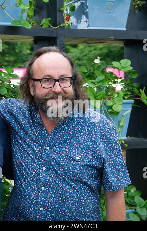 FICHIERS PHOTOS. 29 février 2024. Le chef célèbre des motards chevelus, Dave Myers, est malheureusement décédé à l'âge de 66 ans. Le chef a annoncé qu'il recevait un traitement contre le cancer en 2022. East Molesley, Surrey, Royaume-Uni. Le chef de célébrité Dave Myers assiste à la journée de presse de RHS Hampton court en 2017. Crédit : Maureen McLean/Alamy Live News Banque D'Images