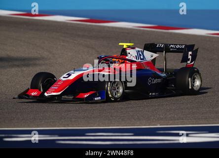 Sami Meguetounif de Trident lors des qualifications de formule 3 sur le circuit international de Bahreïn, Sakhir. Date de la photo : jeudi 29 février 2024. Banque D'Images