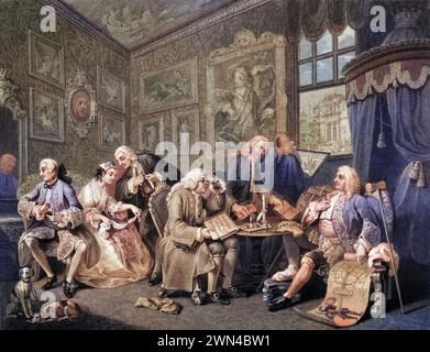 Mariage à la mode le contrat de l'original par Hogarth à partir des œuvres de Hogarth publié Londres 1833, Historisch, digital restaurierte Reprodu Banque D'Images