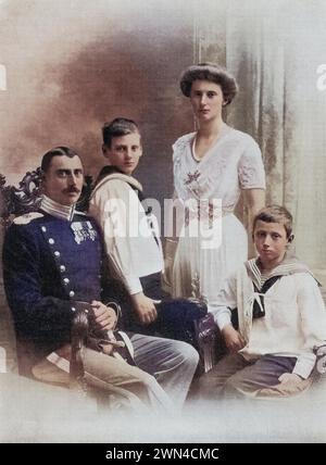 DAS dänische Königshaus / la famille royale danoise D'après le livre L'année 1912 illustré publié Londres 1913, Historisch, digital restaurierte Repr Banque D'Images