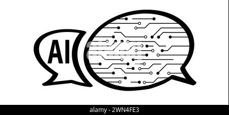 Générateur de texte ou d'image AI. Pictogramme IA de l'intelligence artificielle. Technologie liée à l'intelligence artificielle, les ordinateurs et les systèmes qui sont intell Banque D'Images