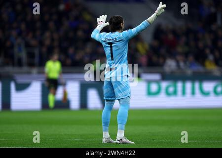 Milan, Italie. 28 février 2024. Yann Sommer du FC Internazionale fait des gestes lors du match de Serie A entre le FC Internazionale et Atalanta BC au Stadio Giuseppe Meazza le 28 février 2024 à Milan Italie . Crédit : Marco Canoniero/Alamy Live News Banque D'Images