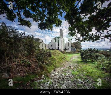 Mine de cuivre et d'étain de Cornouailles, lande de Bodmin, abandonnée et en ruines Banque D'Images