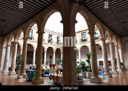 Palacio Ducal, style herrérien 17ème siècle. Cour. Lerma, Burgos, Castilla y Leon, Espagne. Banque D'Images