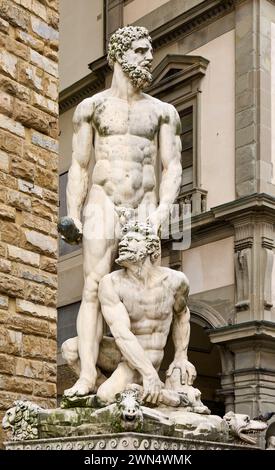 Herkules et Cacus, Ercole e Caco, Palazzo Vecchio, Piazza della Signoria, Florence, Toscane, Italie Banque D'Images