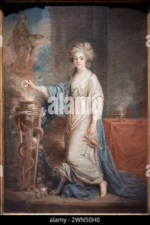 Portrait d'une Dame comme une Vierge vestale, Década de 1780, Angelica Kauffmann (1741-1807) Banque D'Images