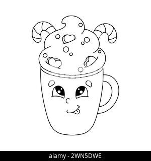 Coloriage pour les enfants. Timbre numérique. Personnage de style dessin animé. Isolé sur fond blanc. Illustration vectorielle. Illustration de Vecteur