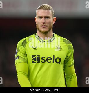 Londres, Royaume-Uni. 25 février 2024 - Arsenal v Newcastle United - premier League - Emirates Stadium. Le gardien Loris Karius de Newcastle. Crédit photo : Mark pain / Alamy Live News Banque D'Images