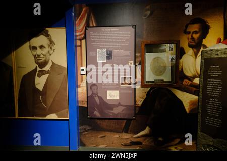 Exposition d'Abraham Lincoln dans le musée de Ford's Theatre.Ford's Theatre National Historic site.Washington DC.USA Banque D'Images