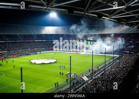 Rotterdam, pays-Bas. 29 février 2024. Rotterdam - Aperçu du stade lors du match opposant Feyenoord contre FC Groningen au Stadion Feijenoord de Kuip le 29 février 2024 à Rotterdam, pays-Bas. Crédit : Box to Box Pictures/Alamy Live News Banque D'Images