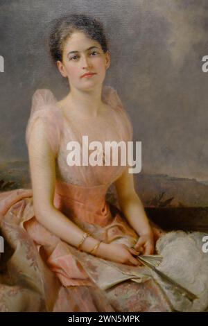 Portrait de Juliette Gordon Low peint par l'artiste britannique Edward Hughes exposé dans National Portrait Gallery.Washington DC.USA Banque D'Images