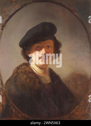 Portrait aux yeux ombragés (1634) (olio su tavola 71,1 x 56 cm) - Rembrandt - Self Banque D'Images