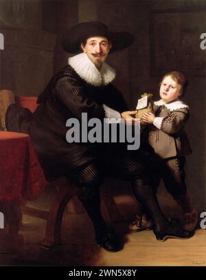 Rembrandt - (e bottega) Jean Pellicorne avec son fils Caspar (1632c.) (olio su tela 155,5 x 123 cm) Banque D'Images