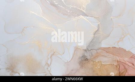 Peinture à l'encre d'alcool luxueuse. Conception de texture de marbre liquide. Fond de marbre abstrait moderne. Banque D'Images