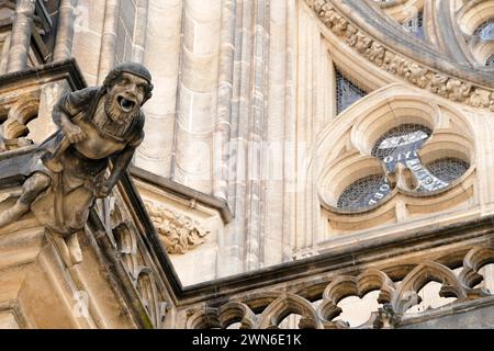 Gargouilles sur l'architecture gothique de St. Cathédrale Vitus. Prague, République tchèque Banque D'Images