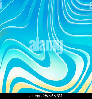 Bannière tendance Liquid Wave. Fond de plage de mer, texture d'heure d'été vide, littoral sablonneux et eau bleue, modèle de paysage marin tropique pour le voyage. Banque D'Images