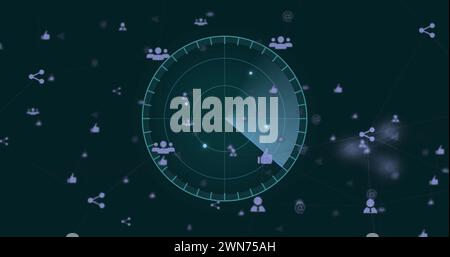 Illustration de l'oscilloscope balayant sur les icônes de support Banque D'Images