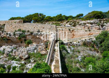 Murs de fortification Victoria Lines - Malte Banque D'Images