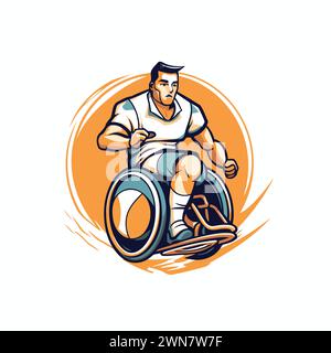 Icône d'utilisateur de fauteuil roulant. Personne handicapée dans une illustration vectorielle en fauteuil roulant. Illustration de Vecteur