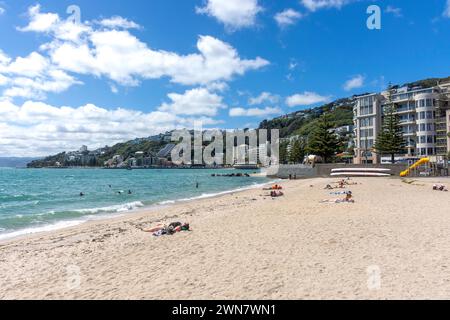 Freyberg Beach, Oriental Bay, Wellington, Nouvelle-Zélande Banque D'Images