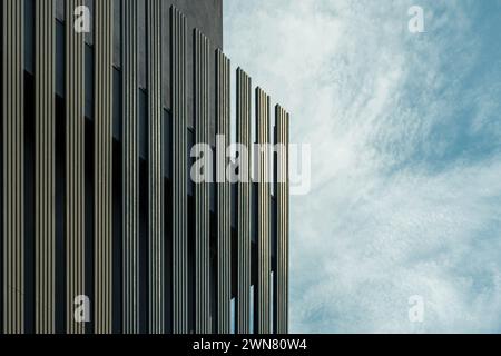 Panneau isolant extérieur enduit de vinyle gris anthracite et gris sable sur panneau PVC Banque D'Images