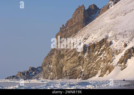 Région du cap Lisburne vents violents et courants marins croisés coin ouest du continent nord-américain à partir de l'extrémité sud ouest de l'alaska arctique de l'alaska Banque D'Images