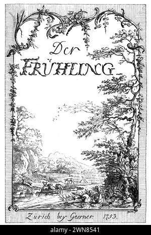 Ewald von Kleist (1890-1945), officier allemand et combattant de la résistance, exemplaire titre tiré du Frühling de Kleist, édition 1753. Comme un exemple de décoration de livre autour du milieu du siècle précédent., , (livre d'histoire littéraire, 1881), Ewald von Kleist (1890-1945), Deutscher Offizier und Widerstandskämpfer, Titelkupfer aus Kleists Frühling, Ausgabe von 1753. ALS Beispiel der Bücherausstattung um die Mitte des vorigen Jahrhunderts , Ewald von Kleist (1890-1945), officier allemand et combattant de la résistance, copie de la page de titre du printemps de Kleist, édition de 1753. Comme exemple de décorat Banque D'Images