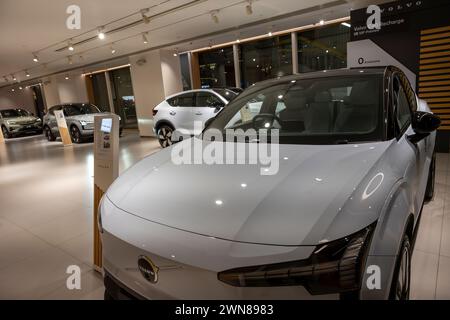 Nouvelles voitures électriques fabriquées par Volvo, Hong Kong, Chine. Banque D'Images