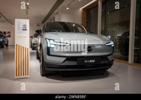 Nouvelles voitures électriques fabriquées par Volvo, Hong Kong, Chine. Banque D'Images