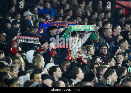 ROTTERDAM - supporters de Feyenoord lors de la demi-finale de la coupe TOTO KNVB entre Feyenoord et FC Groningen au Feyenoord Stadium de Kuip le 29 février 2024 à Rotterdam, pays-Bas. ANP | Hollandse Hoogte | COR LASKER Banque D'Images