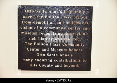 Miami, Arizona, États-Unis d'Amérique, 1/27/2024. Le Bullion Plaza Cultural Center & Museum est un travail dédié en cours. À l'origine, une école primaire publique. Banque D'Images