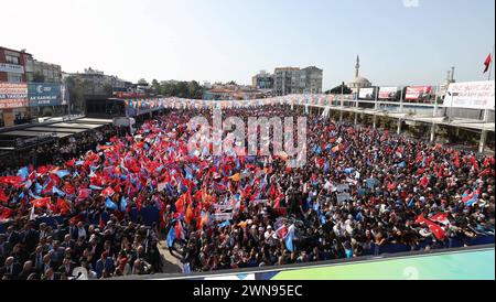 Le président turc Recep Tayyip Erdogan prononce un discours lors d'un rassemblement public tenu dans la province d'Aydn, le président turc Recep Tayyip Erdogan prononce un discours lors d'un rassemblement public tenu dans la province d'Aydn, en Turquie, le 29 février 2024. Photo de la présidence turque apaimages Istanbul Istanbul Turquie 290224 Turkey TPO 005 Copyright : xapaimagesxTurkishxpresidencyxxapaimagesx Banque D'Images