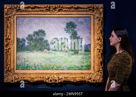 Londres, Royaume-Uni. 1er mars 2024. Prairie fleurie à Giverny de Claude Monet, 1890, estimation : GBP 5 500 000 - GBP 8 500 000 - Un aperçu du XXe/XXIe siècle : London Evening Sale et The Art of the Surreal Evening Sale qui comprennent 112 lots, plus de la moitié apparaissant pour la première fois aux enchères, chez Christies à Londres. Les ventes ont lieu en mars. Crédit : Guy Bell/Alamy Live News Banque D'Images