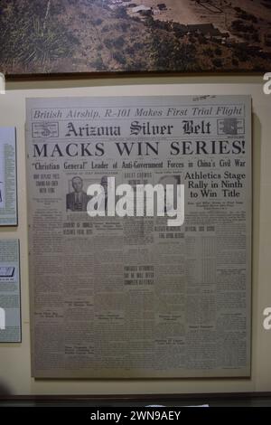 Miami, Arizona, États-Unis d'Amérique, 1/27/2024. Le Bullion Plaza Cultural Center & Museum est un travail dédié en cours. À l'origine, une école primaire publique. Banque D'Images